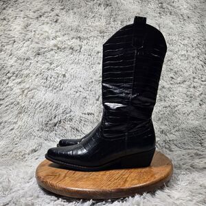 Forever 21 Womens Size 10 Western Style Crocodile Print Mid Calf Pull On Boots